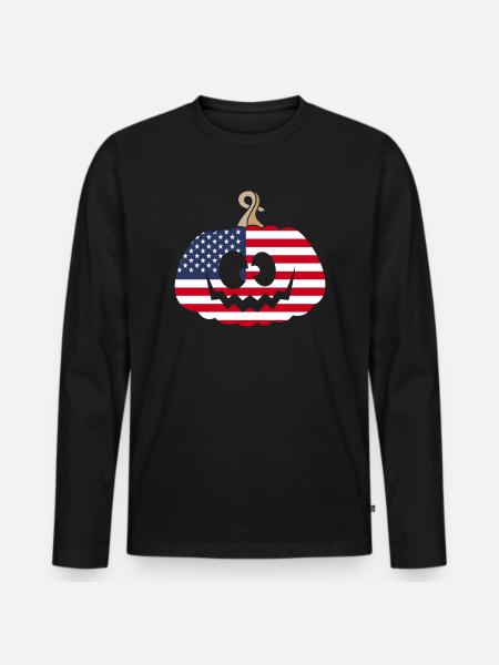 Hungary Halloween Pumpkin - Men's Premium Organic Long Sleeve Shirt - black