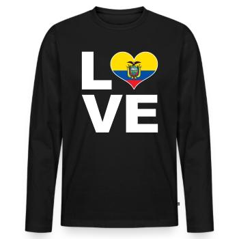 Ich liebe Ecuador Herz Flagge Ecuador - Männer Premium Bio Langarmshirt - Schwarz - Vorne - Nico (187cm)