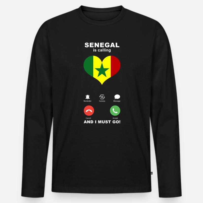 Senegal is calling Senegal Herz Souvenir - Männer Premium Bio Langarmshirt - Schwarz