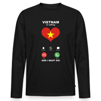 Vietnam is calling Vietnam Heart Souvenir - Men's Premium Organic Long Sleeve Shirt - black - Front - Nico (187cm)