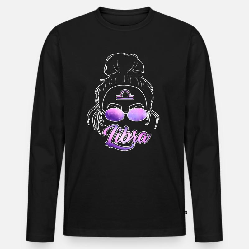Waage Sternzeichen Geschenk Waage - Männer Premium Bio Langarmshirt - Schwarz