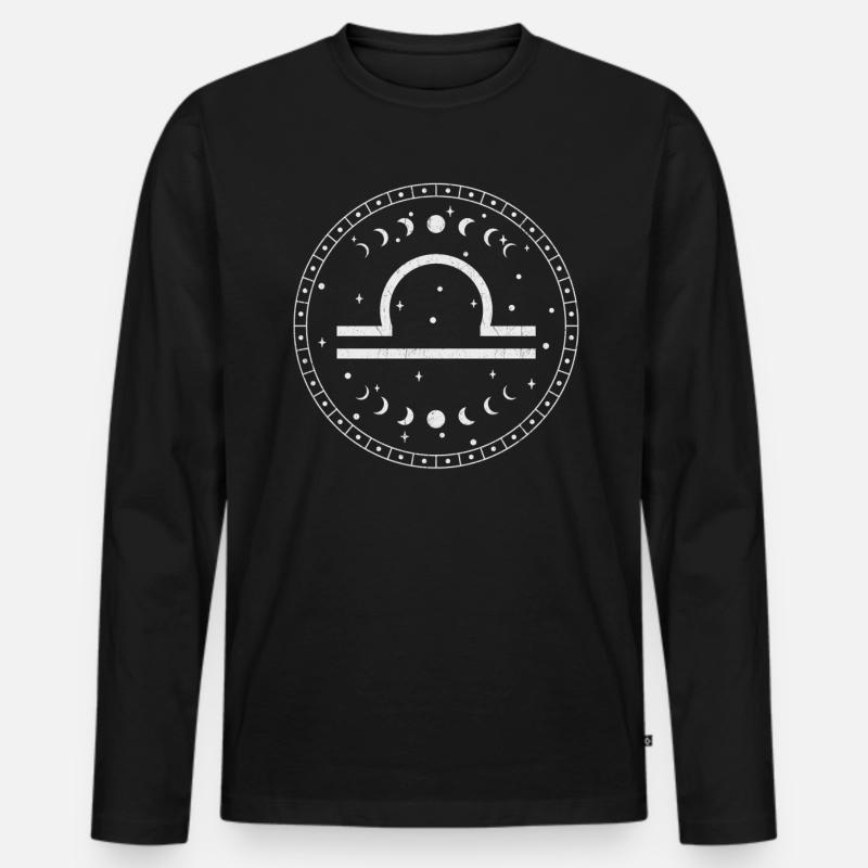 Waage Sternzeichen Geschenk Waage - Männer Premium Bio Langarmshirt - Schwarz