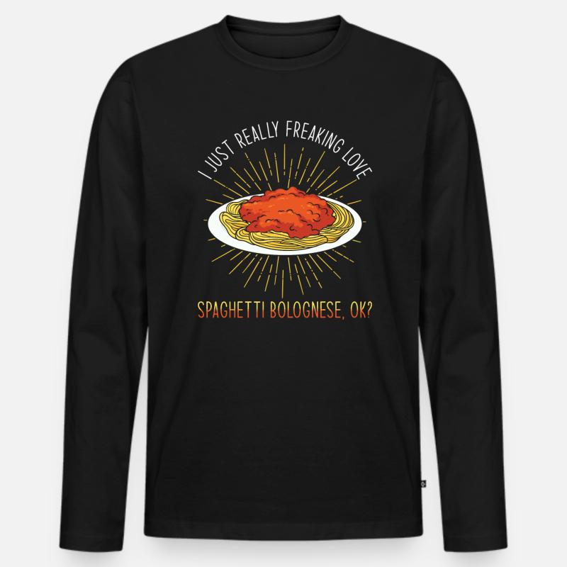 Spaghetti Bolognese - Männer Premium Bio Langarmshirt - Schwarz