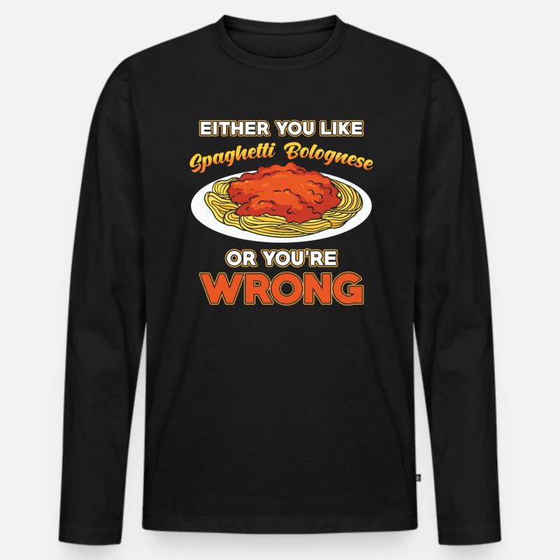 Spaghetti Bolognese - Männer Premium Bio Langarmshirt - Schwarz