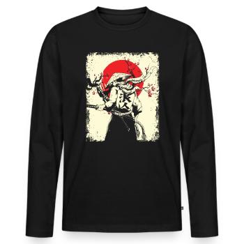 Samurai - Männer Premium Bio Langarmshirt - Schwarz - Vorne - Nico (187cm)