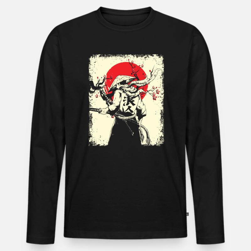 Samurai - Männer Premium Bio Langarmshirt - Schwarz