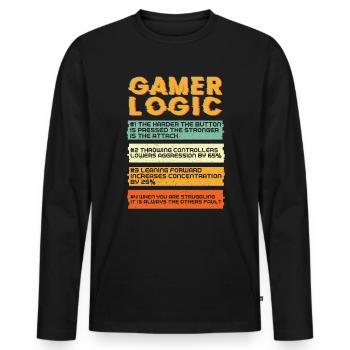 Gamer Logik Gaming - Männer Premium Bio Langarmshirt - Schwarz - Vorne - Nico (187cm)