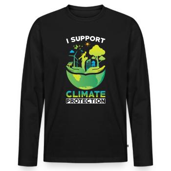 Protection du climat Soutien à la protection du climat - T-shirt manches longues Premium bio Homme - noir - Devant - Nico (187cm)