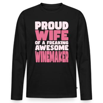 Fière épouse d’un sacré bon vigneron - T-shirt manches longues Premium bio Homme - noir - Devant - Nico (187cm)