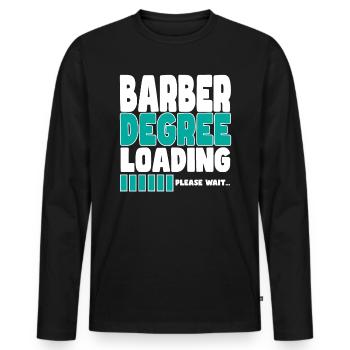 Le coiffeur invite à la formation - T-shirt manches longues Premium bio Homme - noir - Devant - Nico (187cm)