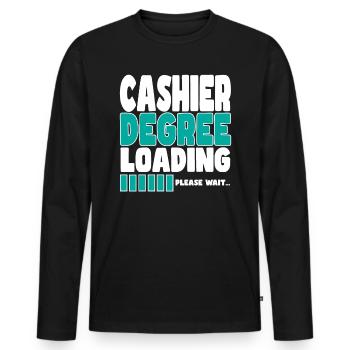 Le caissier invite à la formation - T-shirt manches longues Premium bio Homme - noir - Devant - Nico (187cm)