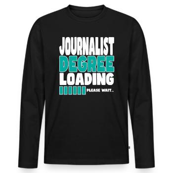 Un journaliste invite à la formation - T-shirt manches longues Premium bio Homme - noir - Devant - Nico (187cm)