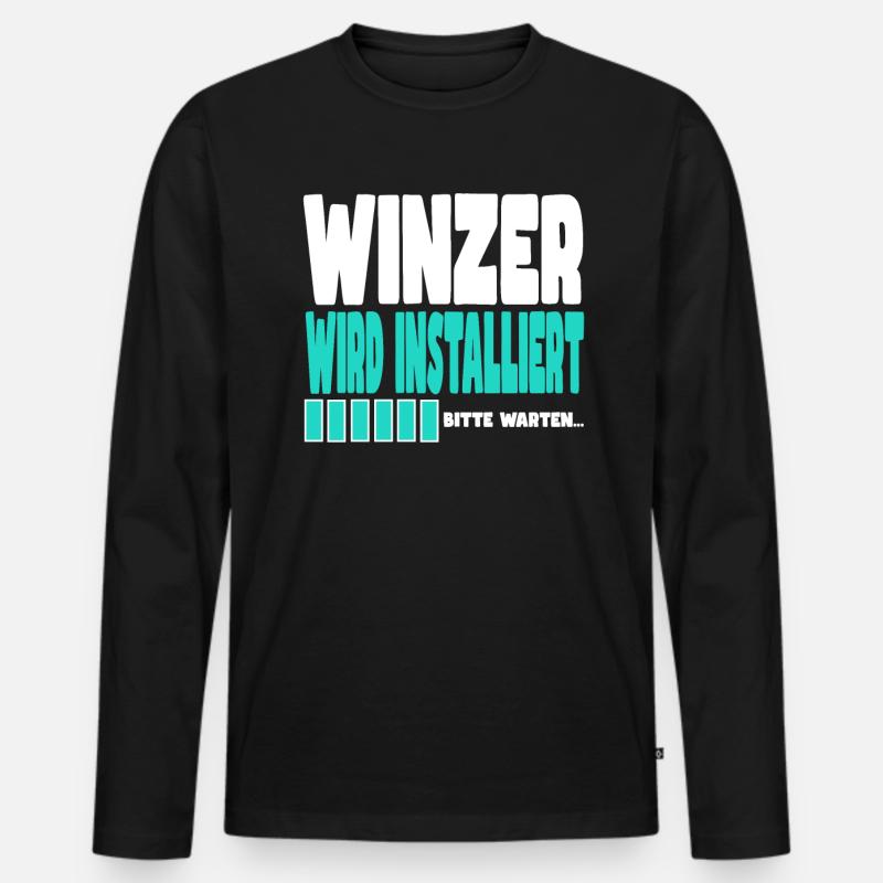 Winzer wird installiert - Männer Premium Bio Langarmshirt - Schwarz