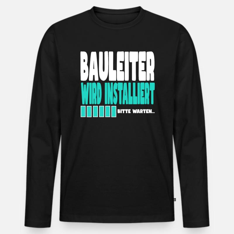 Bauleiter wird installiert - Männer Premium Bio Langarmshirt - Schwarz