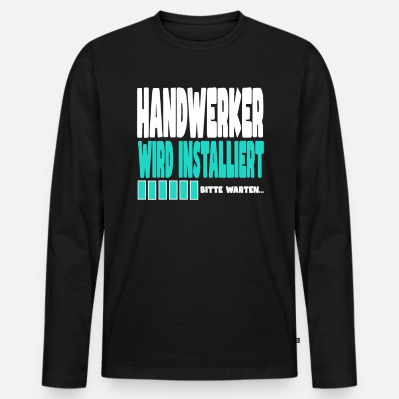 Handwerker wird installiert - Männer Premium Bio Langarmshirt - Schwarz