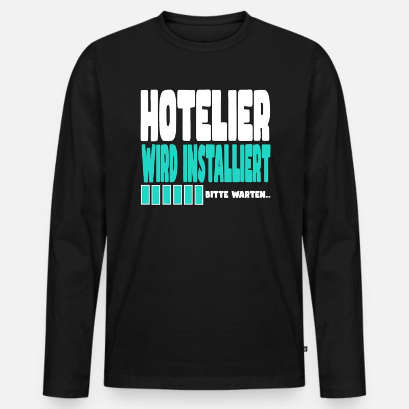 Hotelier wird installiert - Männer Premium Bio Langarmshirt - Schwarz