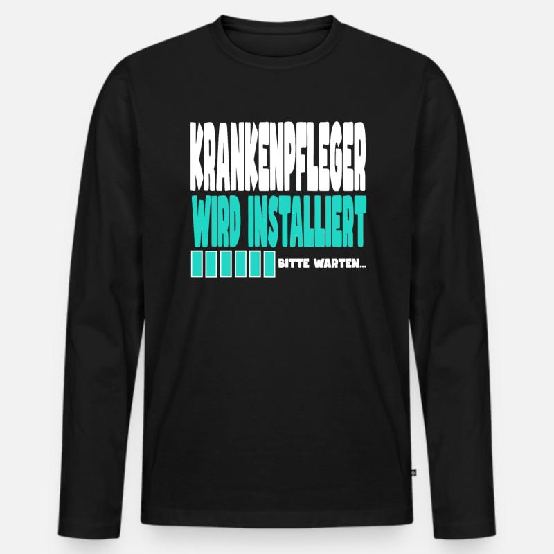 Krankenpfleger wird installiert - Männer Premium Bio Langarmshirt - Schwarz