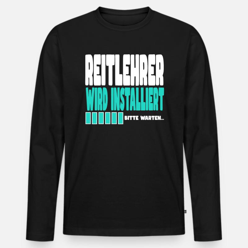 Reitlehrer wird installiert - Männer Premium Bio Langarmshirt - Schwarz