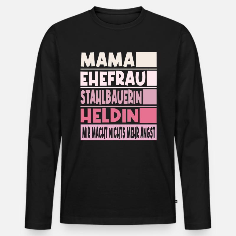 Stahlbauerin Mama Ehefrau Heldin - Männer Premium Bio Langarmshirt - Schwarz