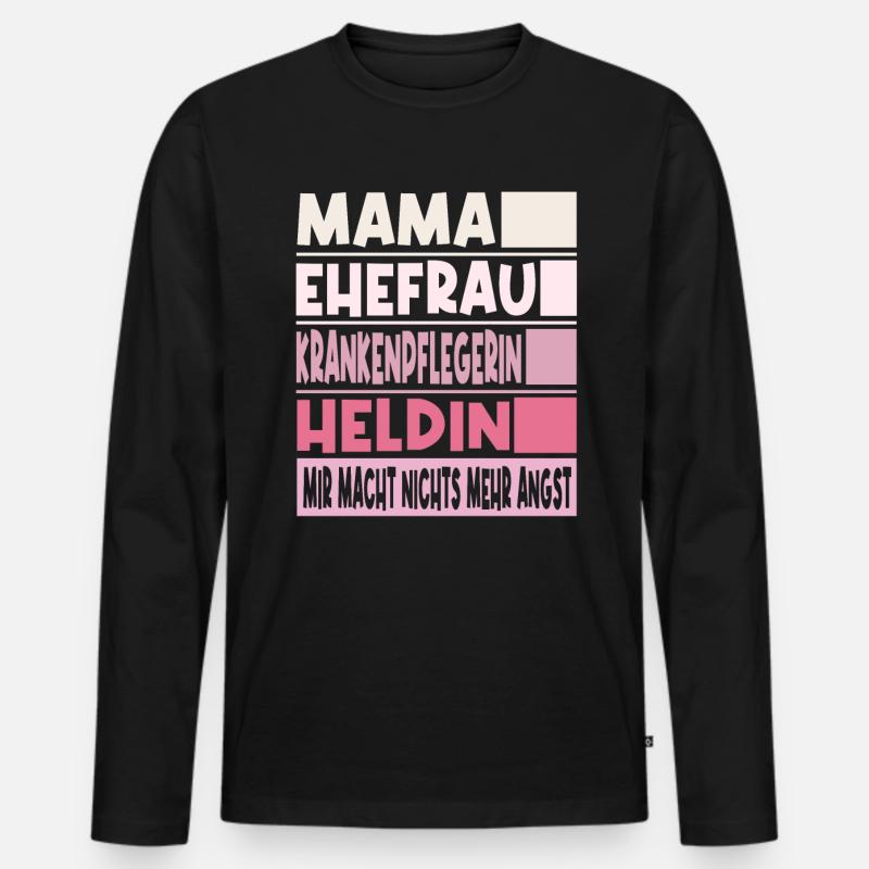 Krankenpflegerin Mama Ehefrau Heldin - Männer Premium Bio Langarmshirt - Schwarz
