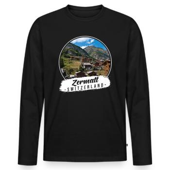 Zermatt Switzerland Souvenir - Men's Premium Organic Long Sleeve Shirt - black - Front - Nico (187cm)