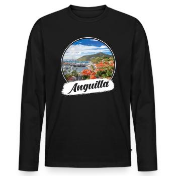 Souvenir d’Anguilla - T-shirt manches longues Premium bio Homme - noir - Devant - Nico (187cm)