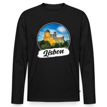 Souvenir de Lisbonne - T-shirt manches longues Premium bio Homme - noir - Devant - Nico (187cm)