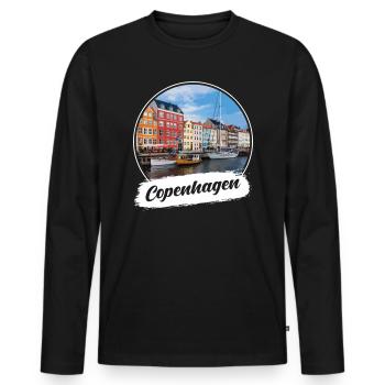 Souvenir de Copenhague - T-shirt manches longues Premium bio Homme - noir - Devant - Nico (187cm)