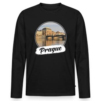 Prague Souvenir - T-shirt manches longues Premium bio Homme - noir - Devant - Nico (187cm)