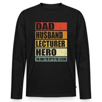 Father Husband Lecturer Held - Men's Premium Organic Long Sleeve Shirt - black - Front - Nico (187cm)