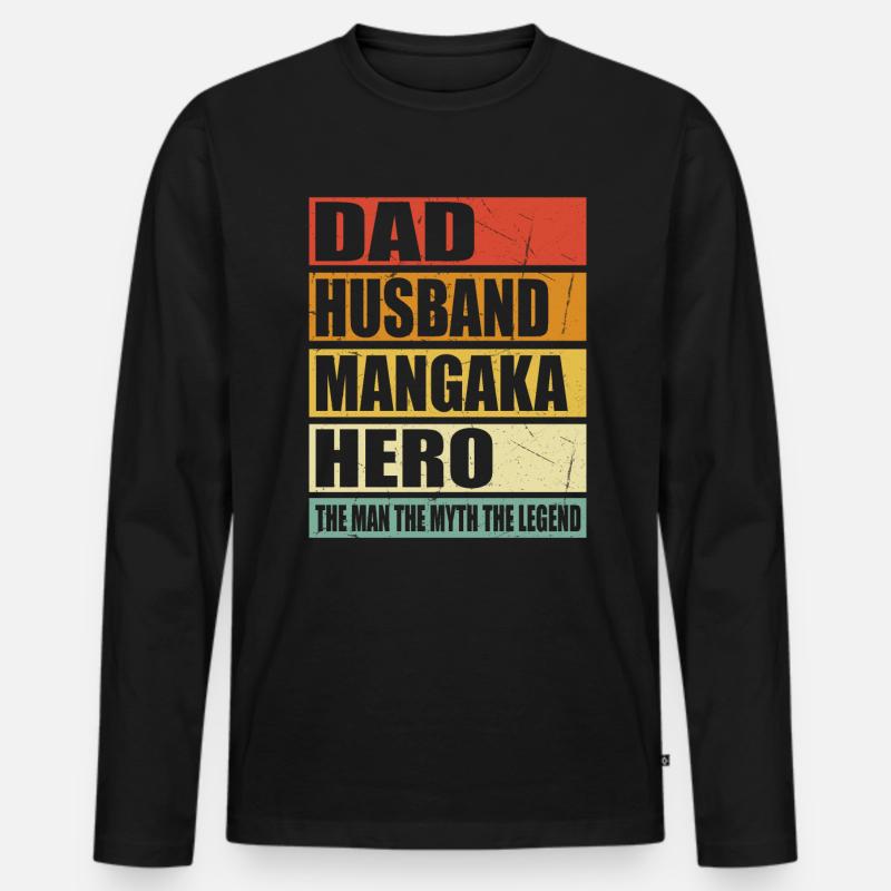 Vater Ehemann Mangaka Held - Männer Premium Bio Langarmshirt - Schwarz