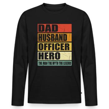 Vater Ehemann Offizier Held - Männer Premium Bio Langarmshirt - Schwarz - Vorne - Nico (187cm)