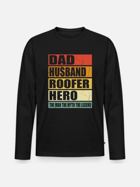 Vater Ehemann Dachdecker Held - Männer Premium Bio Langarmshirt - Schwarz