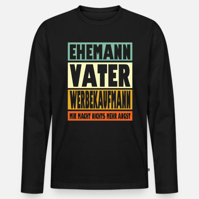 Werbekaufmann Vater Ehemann Held - Männer Premium Bio Langarmshirt - Schwarz