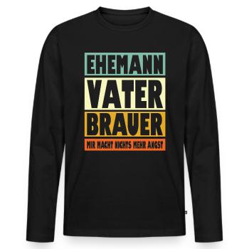 Brauer Vater Ehemann Held - Männer Premium Bio Langarmshirt - Schwarz - Vorne - Nico (187cm)