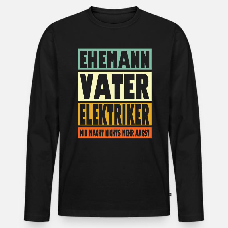 Elektriker Vater Ehemann Held - Männer Premium Bio Langarmshirt - Schwarz