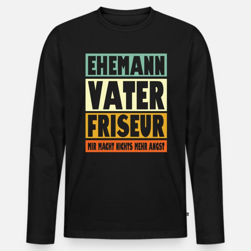 Friseur Vater Ehemann Held - Männer Premium Bio Langarmshirt - Schwarz