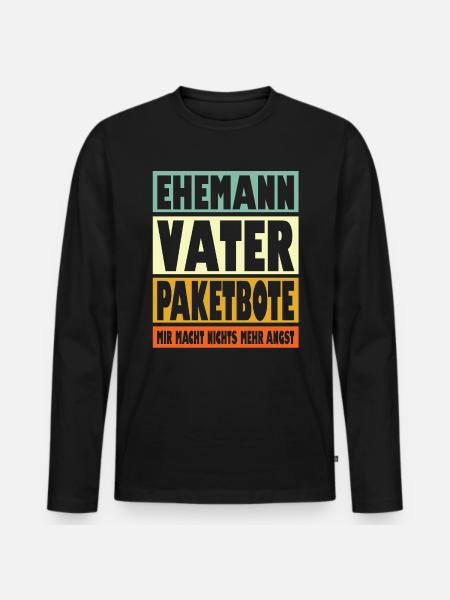 Paketbote Vater Ehemann Held - Männer Premium Bio Langarmshirt - Schwarz