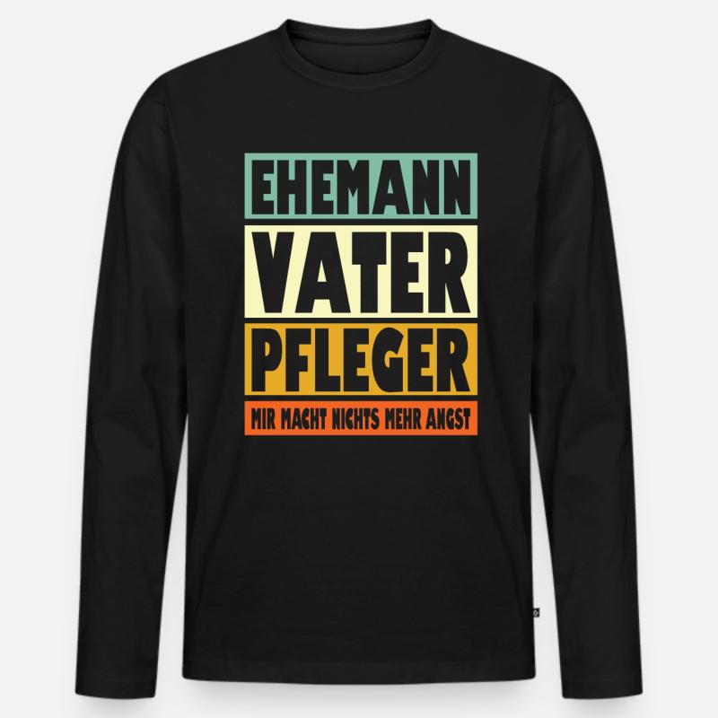Pfleger Vater Ehemann Held - Männer Premium Bio Langarmshirt - Schwarz