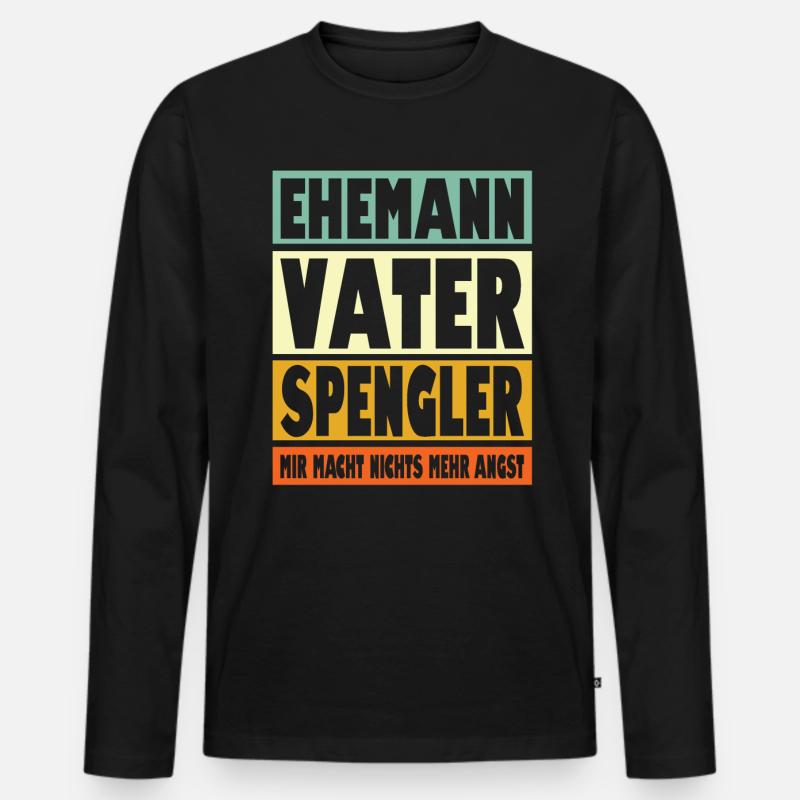 Spengler Vater Ehemann Held - Männer Premium Bio Langarmshirt - Schwarz