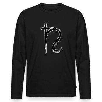 Saturn Astrologie Symbol - Männer Premium Bio Langarmshirt - Schwarz - Vorne - Nico (187cm)