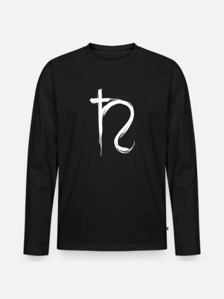Saturn Astrologi Symbol - Premium økologisk langærmet T-shirt til mænd - sort
