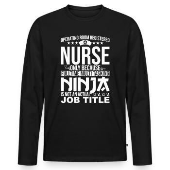 OP Krankenschwester - Männer Premium Bio Langarmshirt - Schwarz - Vorne - Nico (187cm)