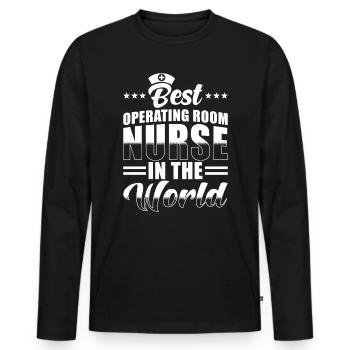 OP Krankenschwester - Männer Premium Bio Langarmshirt - Schwarz - Vorne - Nico (187cm)