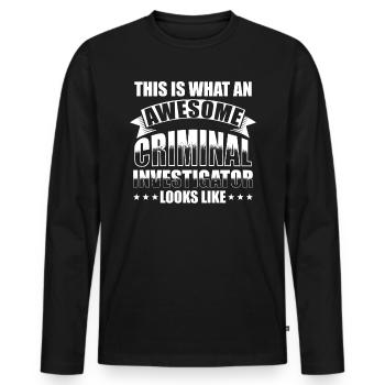 Detective - Men's Premium Organic Long Sleeve Shirt - black - Front - Nico (187cm)