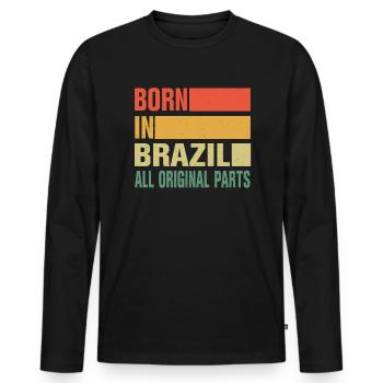 Né au Brésil - T-shirt manches longues Premium bio Homme - noir - Devant - Nico (187cm)