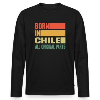 Né au Chili - T-shirt manches longues Premium bio Homme - noir - Devant - Nico (187cm)