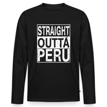 Pérou Tout droit sorti du Pérou - T-shirt manches longues Premium bio Homme - noir - Devant - Nico (187cm)
