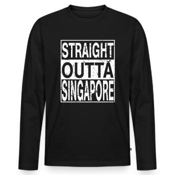 Singapour Straight outta Singapour - T-shirt manches longues Premium bio Homme - noir - Devant - Nico (187cm)