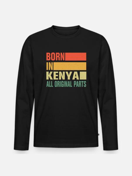 Born in Kenya - Men's Premium Organic Long Sleeve Shirt - black